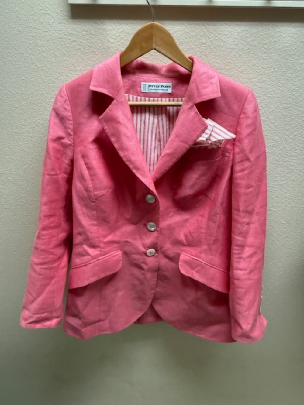 style paris blazer pink 100 %linen